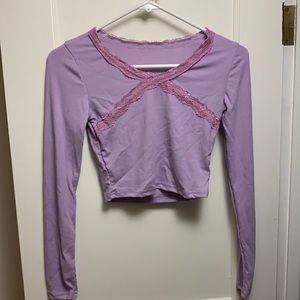 Small sized lavender top with cross embroidery